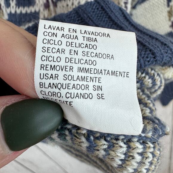 VTG Van Heusen Blue Abstract Print Acrylic Knit Sweater Size XL X-Large - Picture 7 of 13